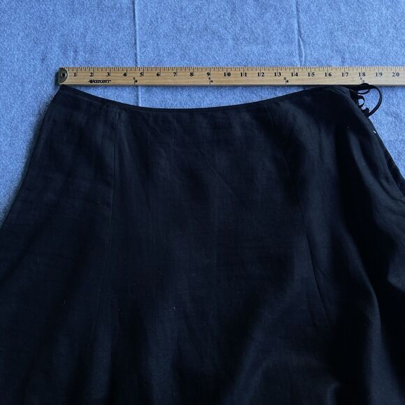 Nine West Woman Skirt Womens 14W Black Embroidered Floral Boho Raw Hem Linen - Picture 9 of 12